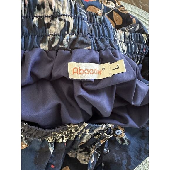 EUC Maxi Skirt Sz L Women Pockets Midi Length Casual Blue Floral Boho Cottage - Picture 3 of 11